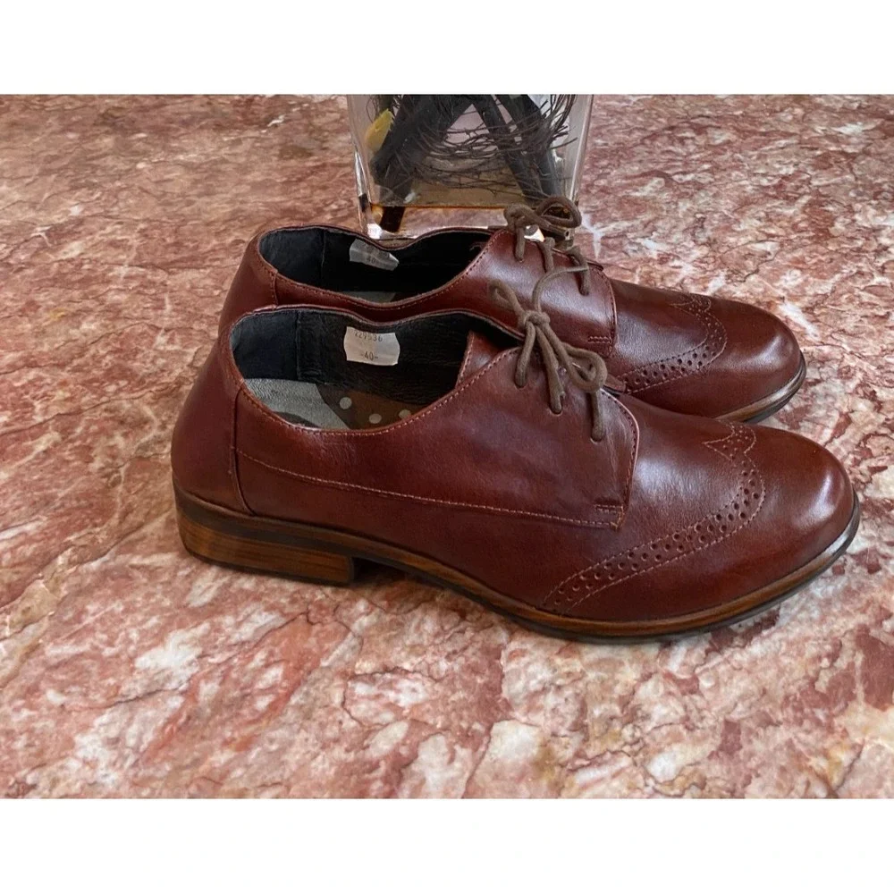New Naot Footwear Lako Brown Leather Wingtip Lace Up Oxford Size 40/ US 9, $195